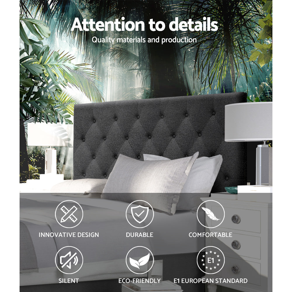 Cappi Double Bed Headboard Fabric Charcoal