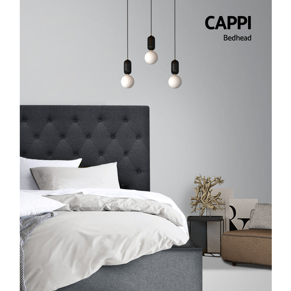 Cappi Double Bed Headboard Fabric Charcoal