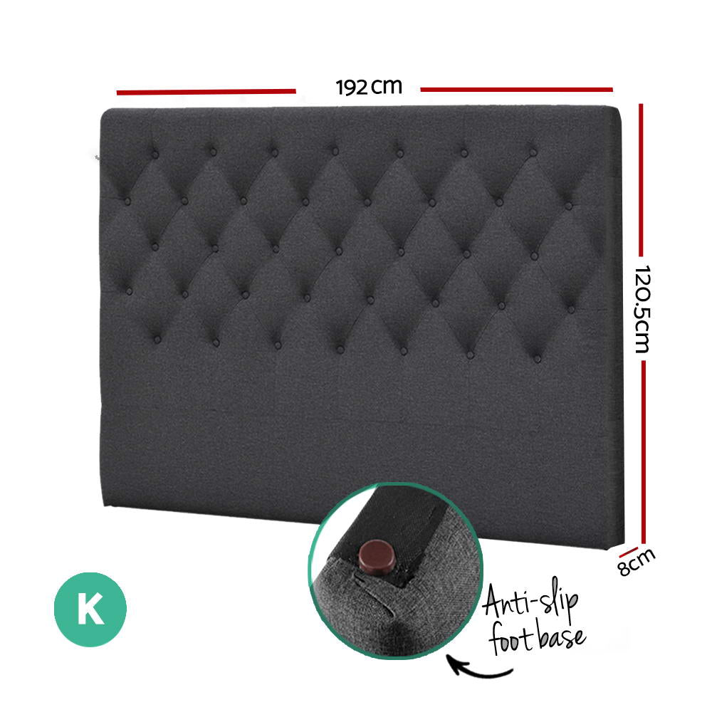 Cappi King Bed Headboard Fabric Charcoal