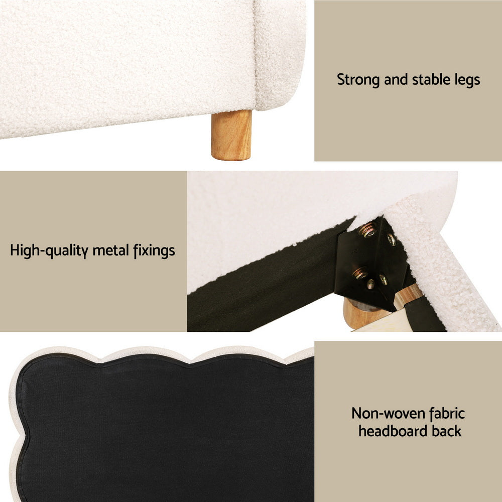CLOUD King Single Bed Frame Boucle Fabric White