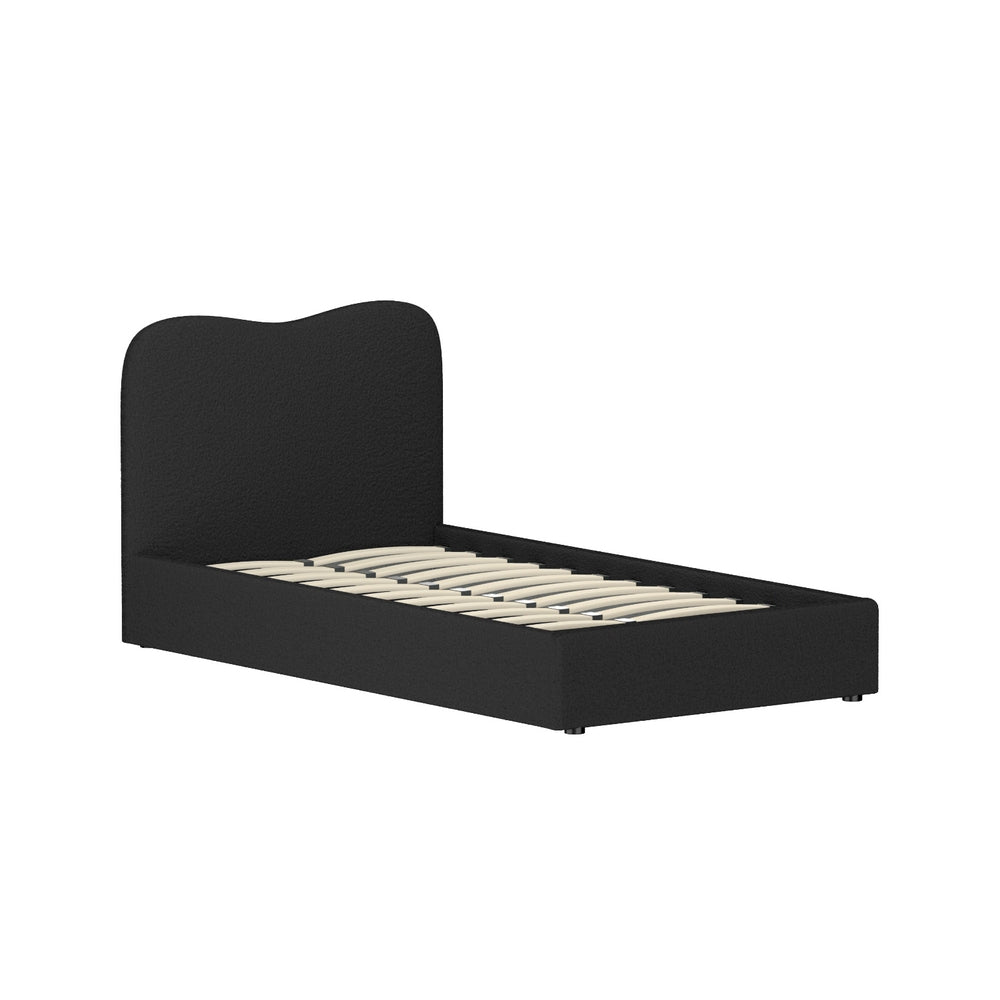 DARA King Single Bed Frame Boucle Upholstered Black