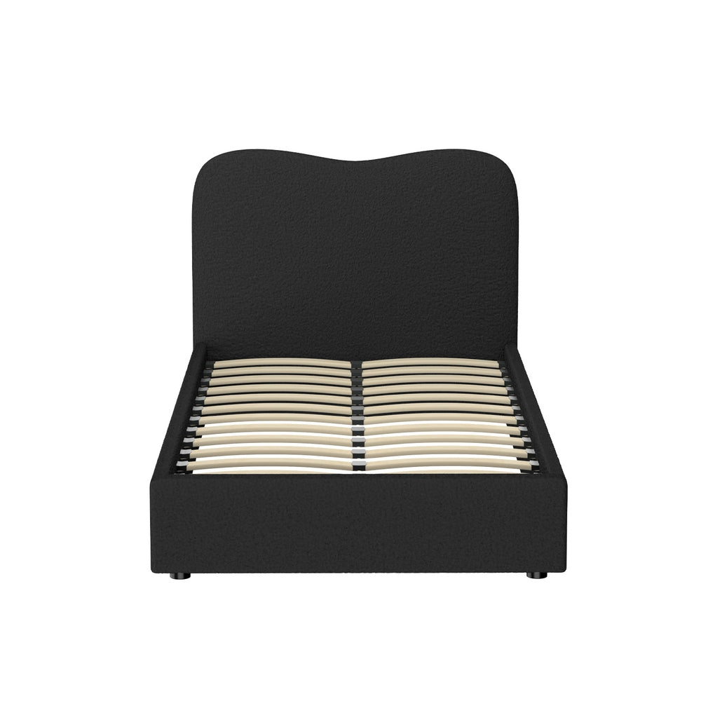 DARA King Single Bed Frame Boucle Upholstered Black