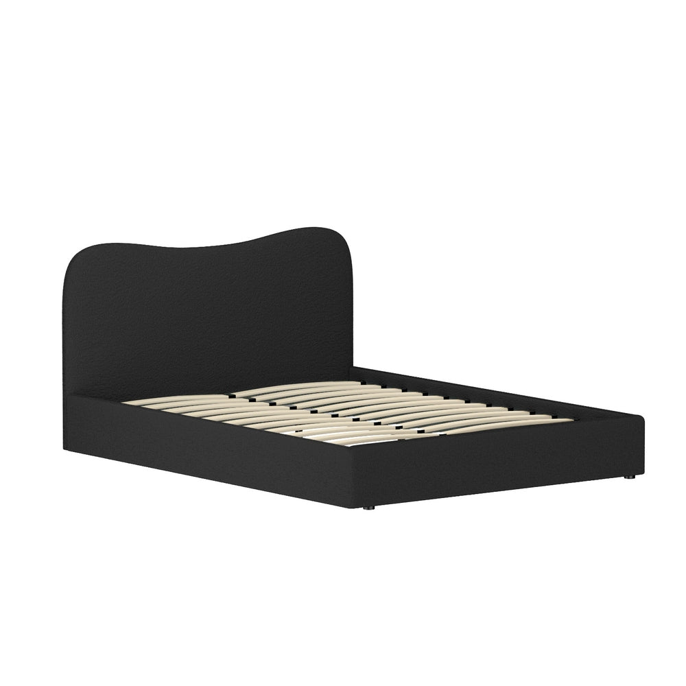 DARA Queen Bed Frame Boucle Upholstered Black