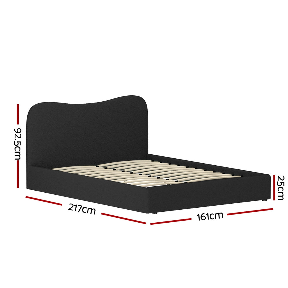DARA Queen Bed Frame Boucle Upholstered Black