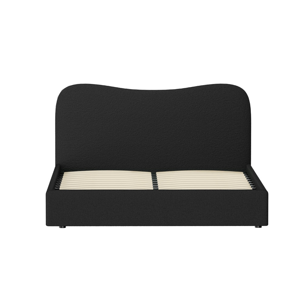 DARA Queen Bed Frame Boucle Upholstered Black