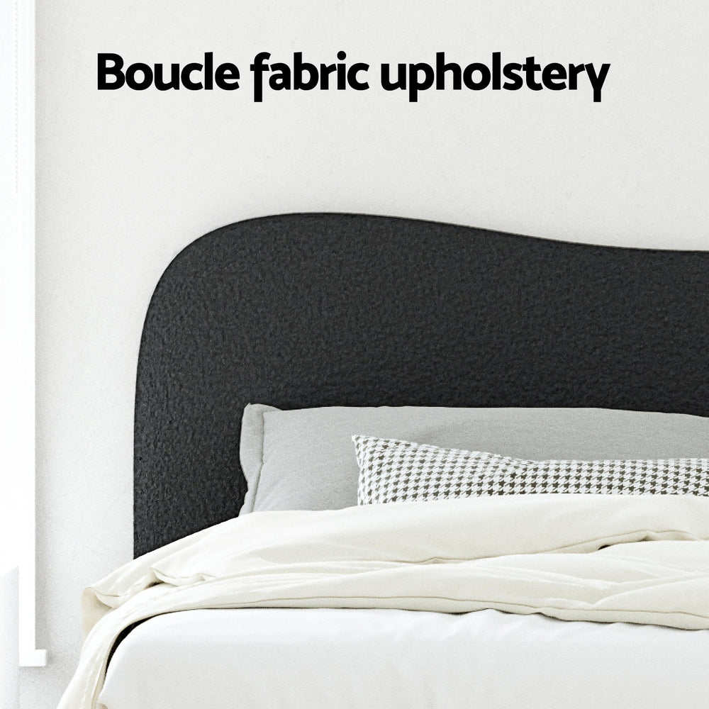 DARA Queen Bed Frame Boucle Upholstered Black