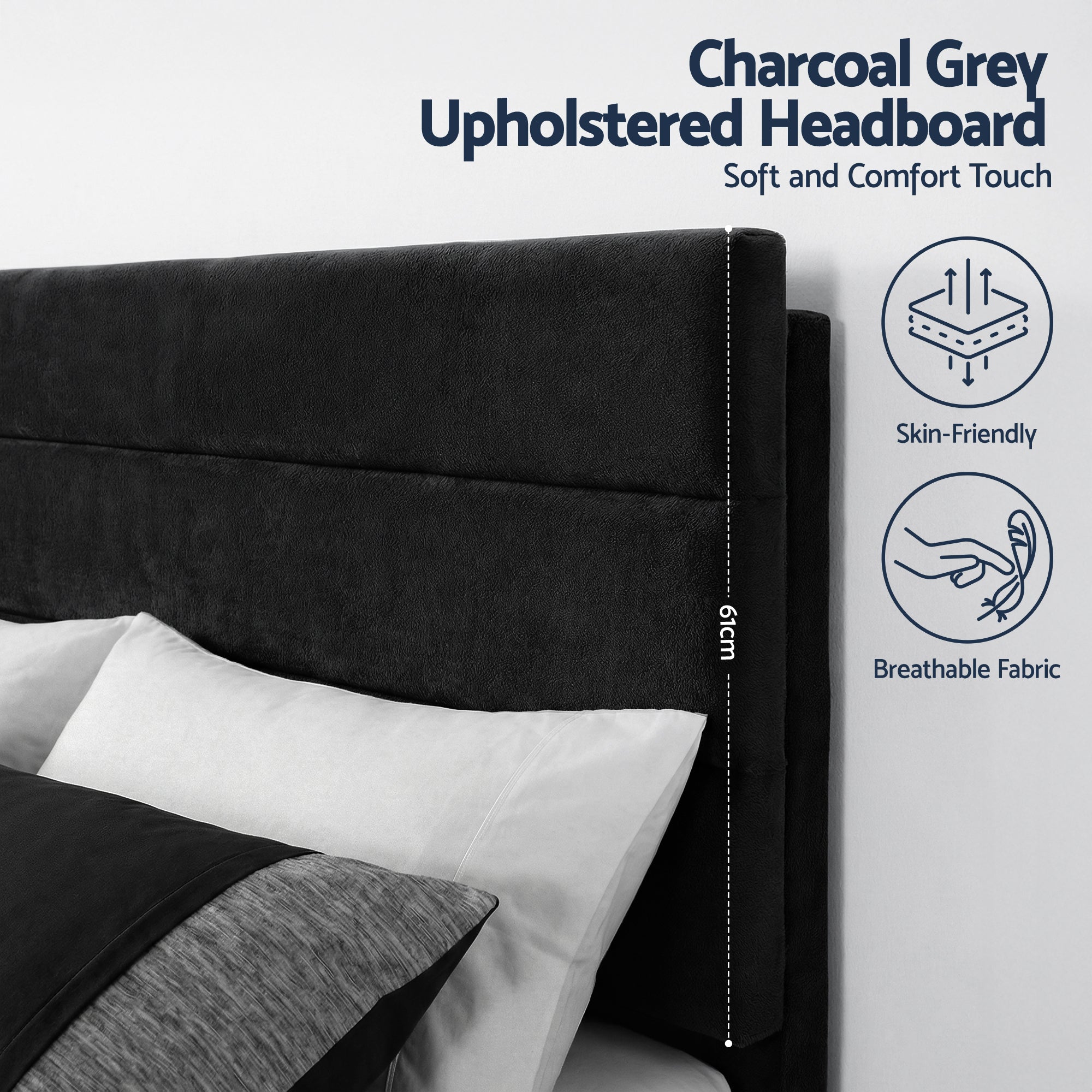 Artiss King Bed Frame Upholstered Platform Base with Geometric Headboard Black Velvet