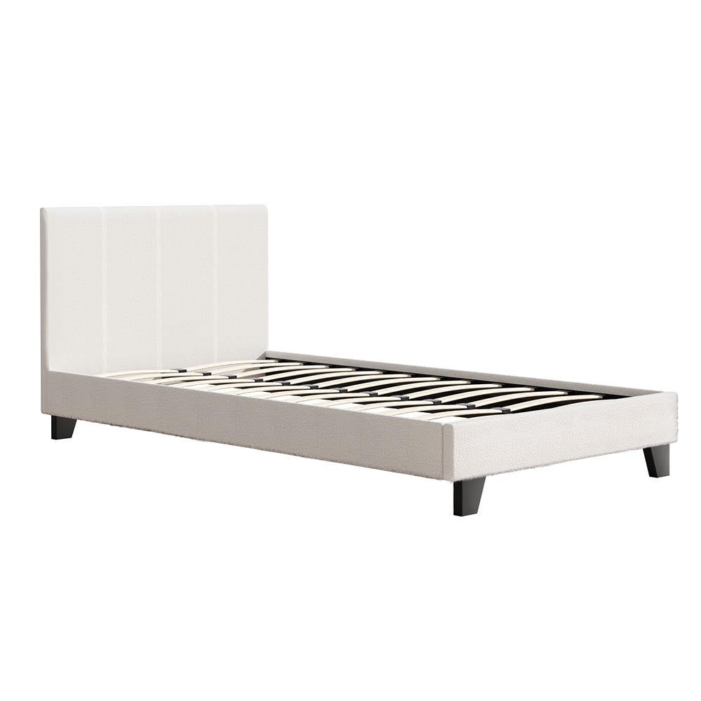 NEO King Single Bed Frame Boucle Cream