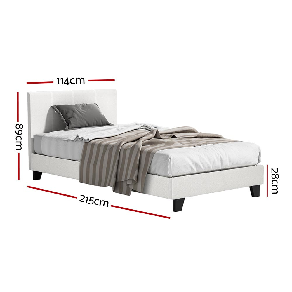 NEO King Single Bed Frame Boucle Cream