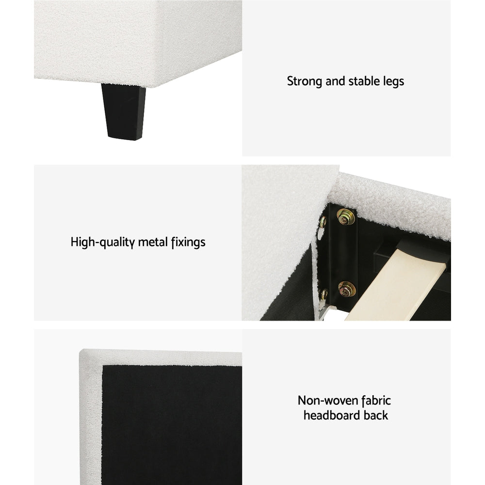 NEO King Single Bed Frame Boucle Cream