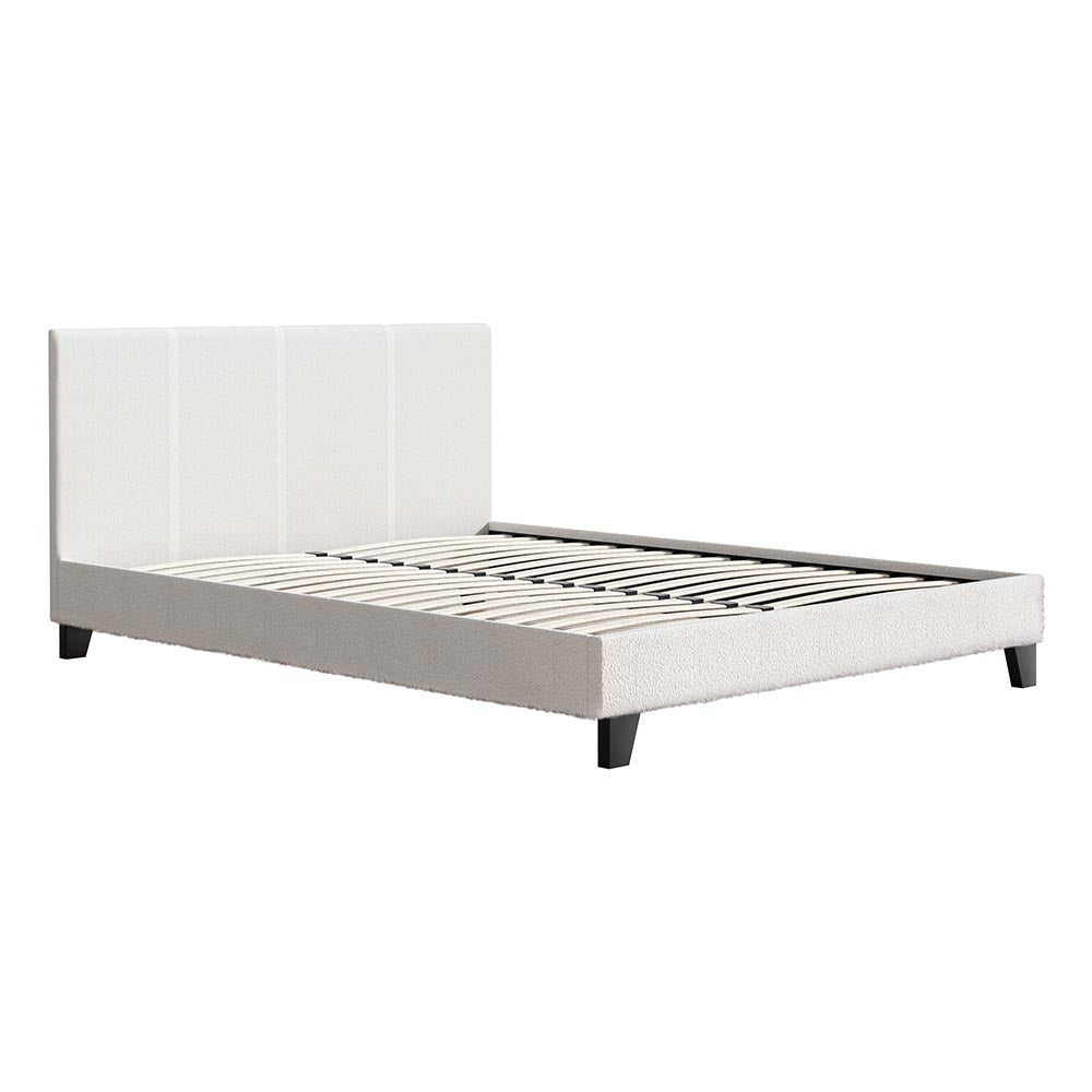 Neo Queen Bed Frame Boucle Fabric White