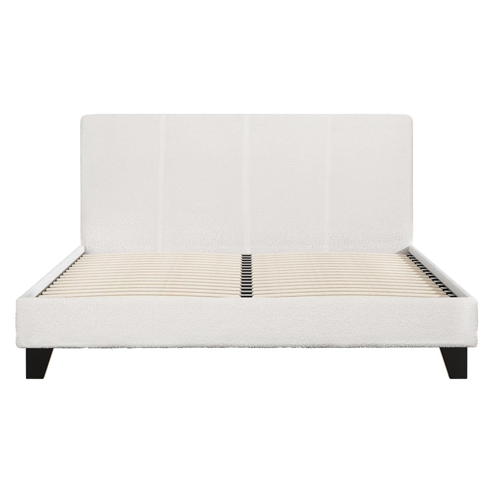 Neo Queen Bed Frame Boucle Fabric White