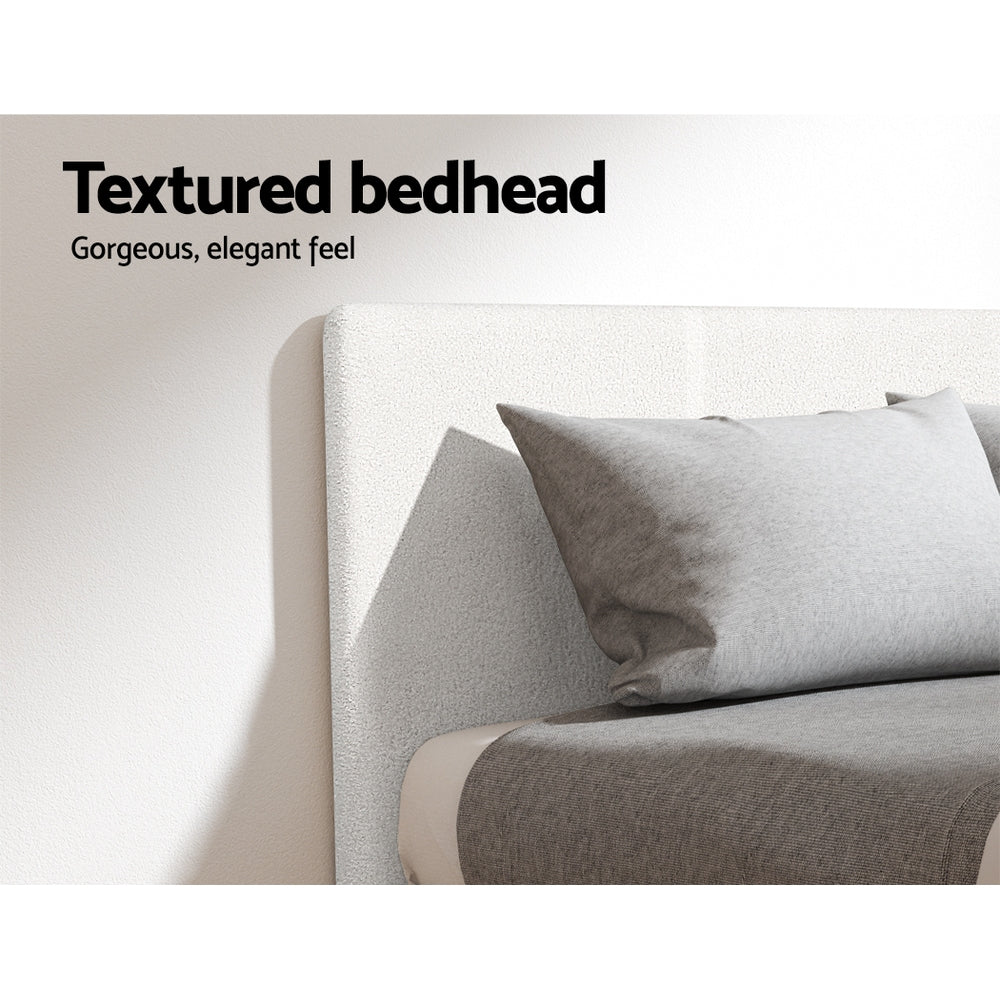 Neo Queen Bed Frame Boucle Fabric White