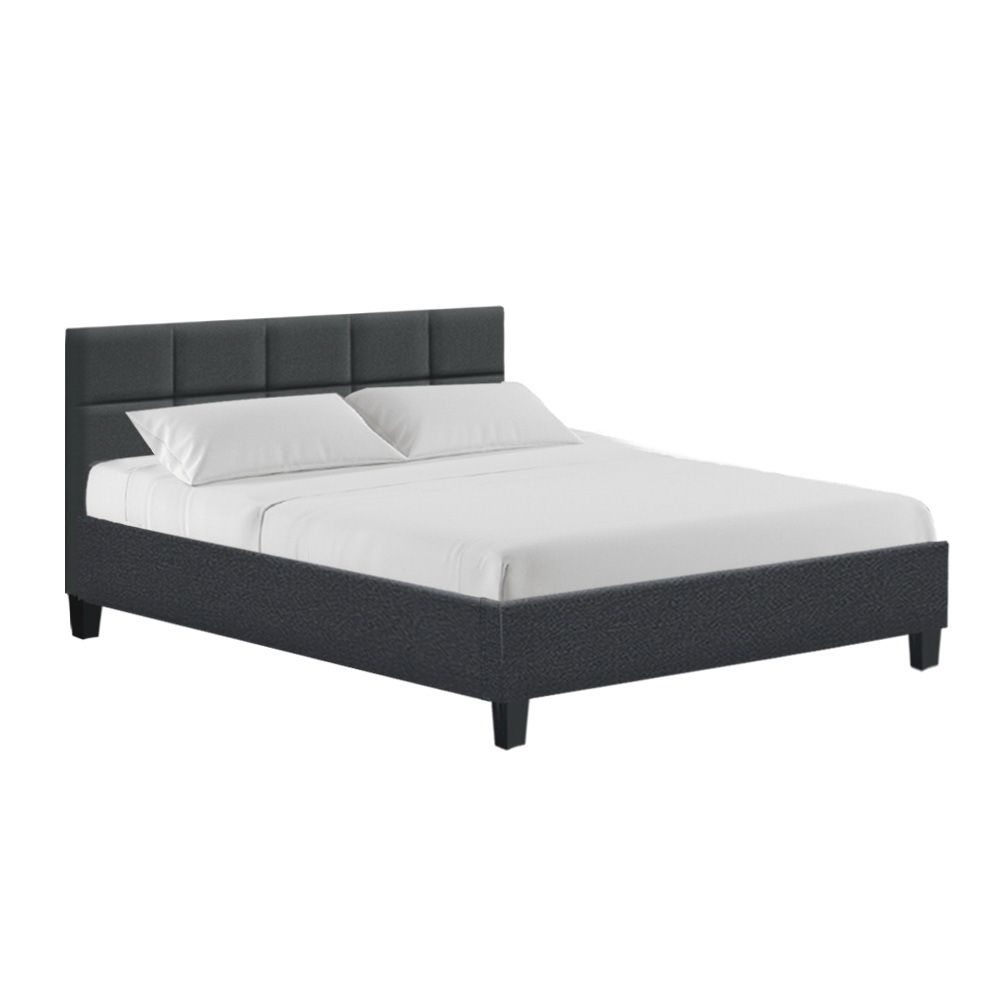 Tino Upholstered Bed Frame Queen Size Charcoal