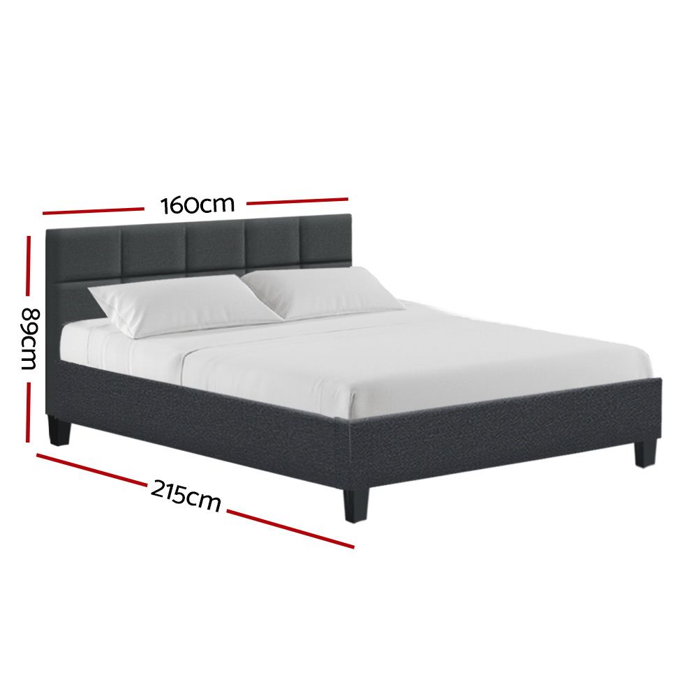 Tino Upholstered Bed Frame Queen Size Charcoal