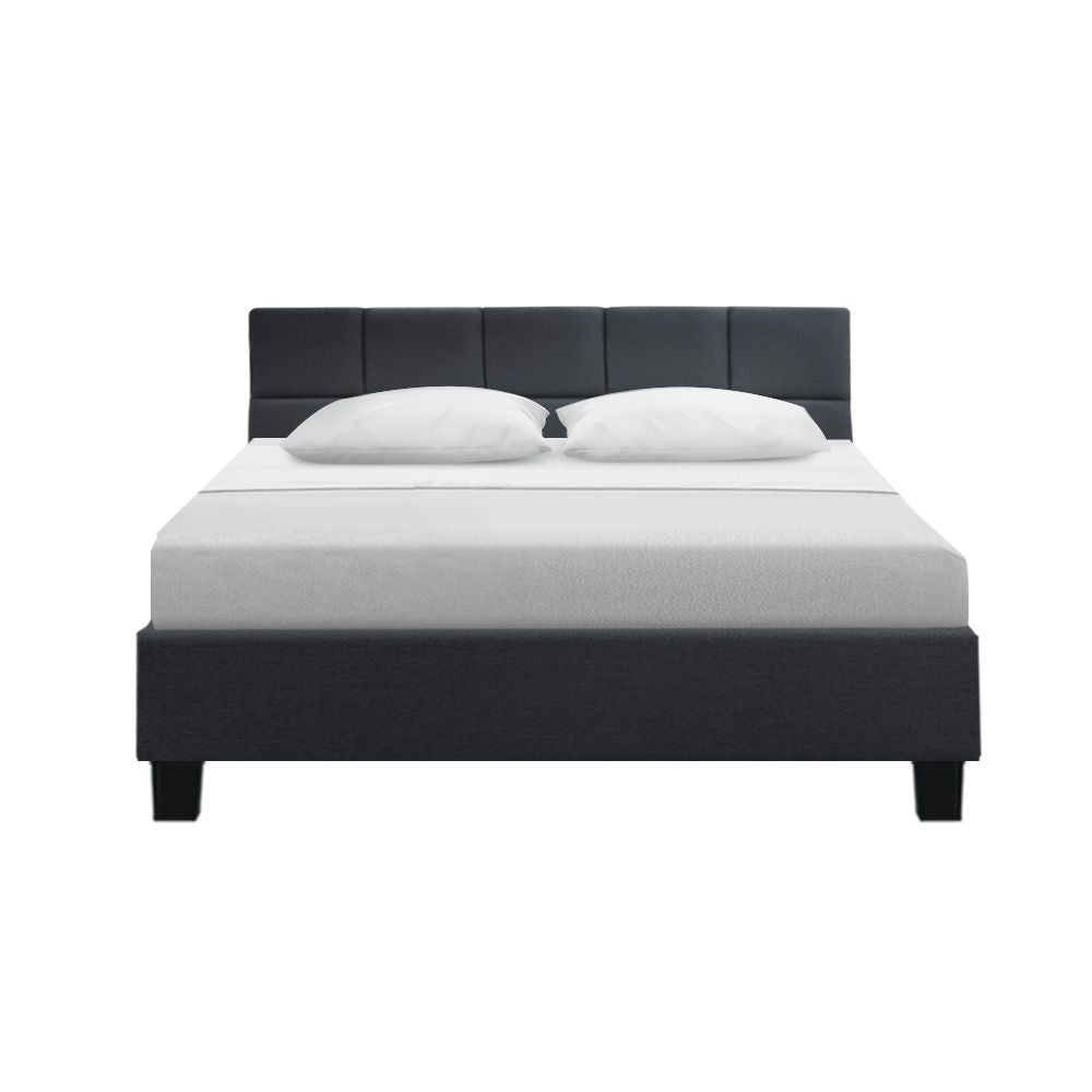 Tino Upholstered Bed Frame Queen Size Charcoal