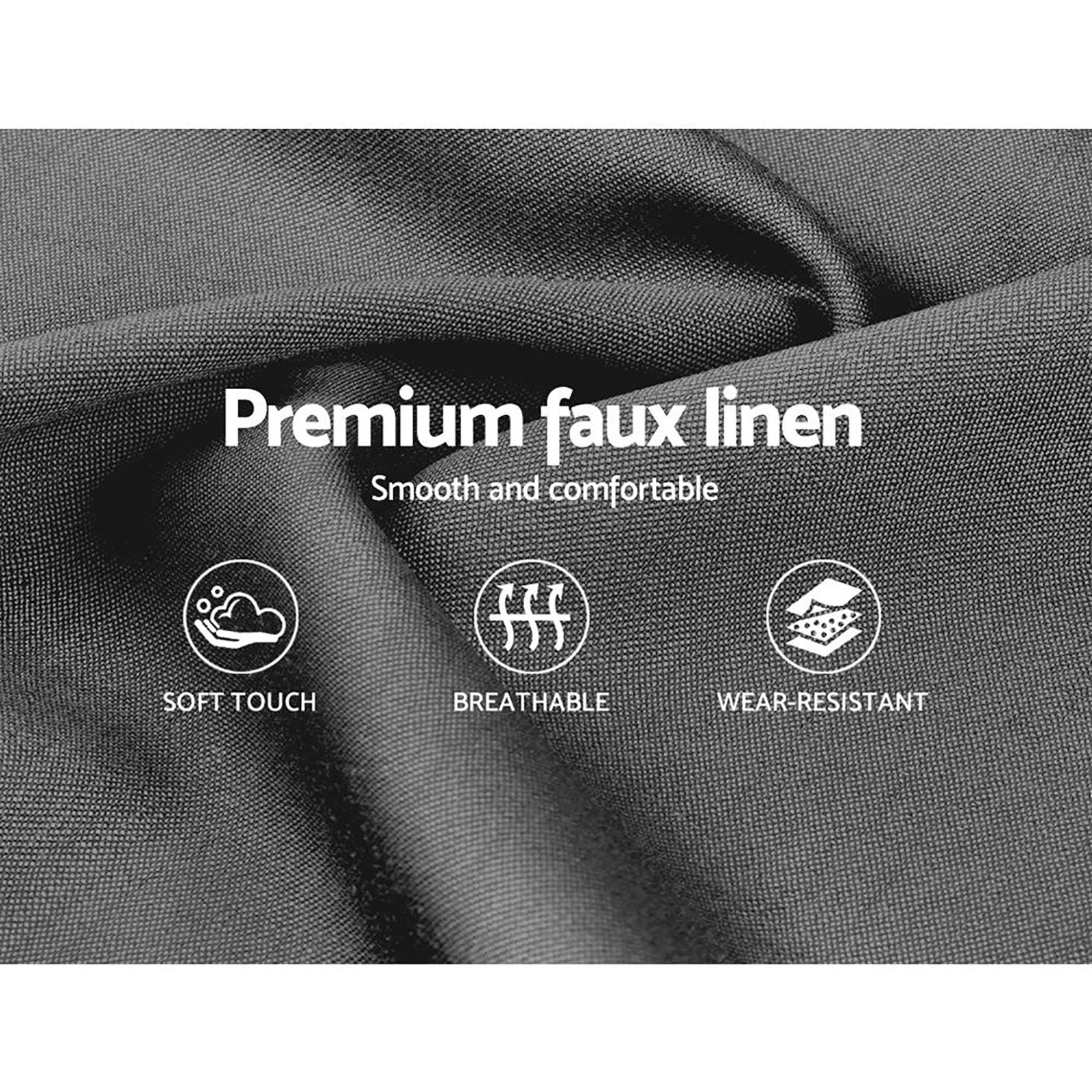 TINO Queen Bed Frame Faux Linen Upholstery Grey