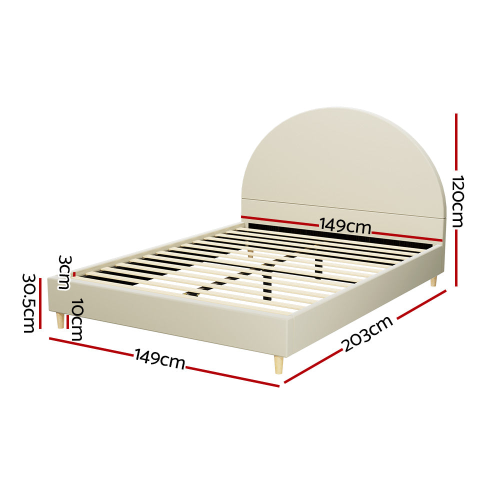 ELLA Double Bed Frame Velvet Cream
