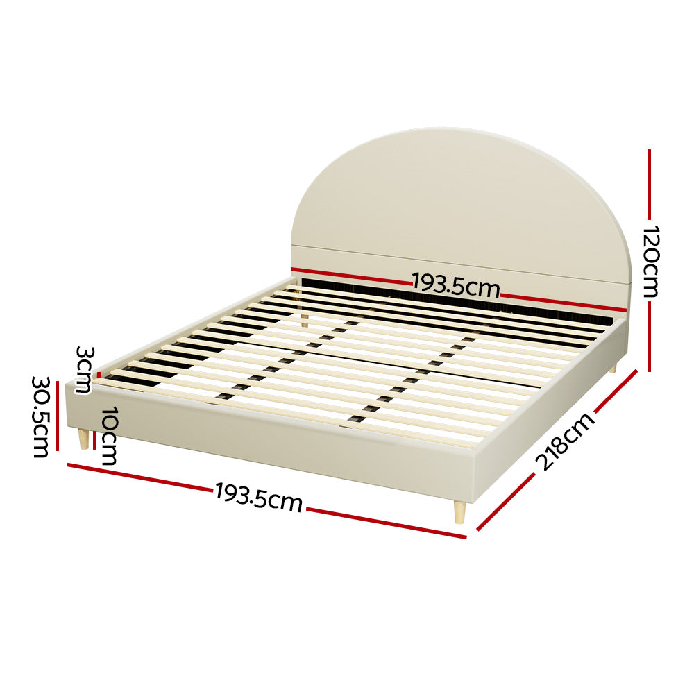 ELLA King Bed Frame Velvet Cream