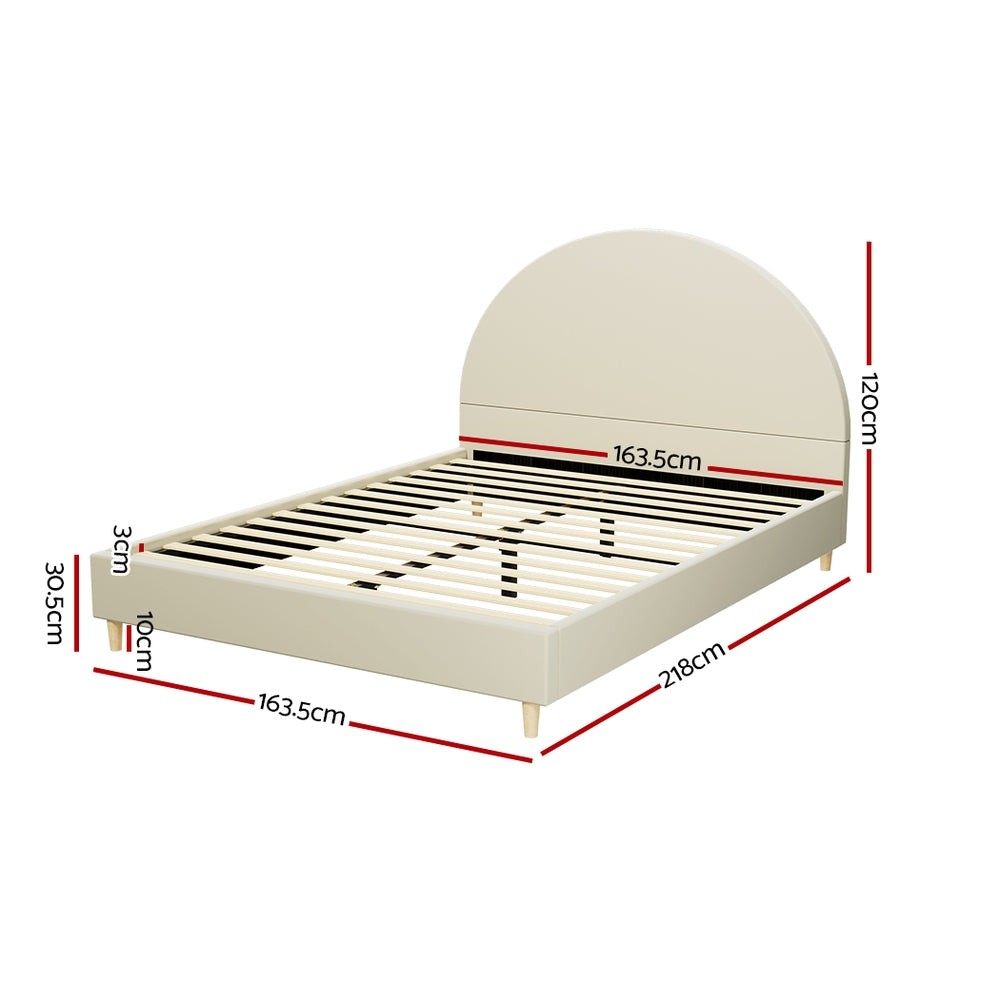 ELLA Queen Bed Frame Velvet Cream