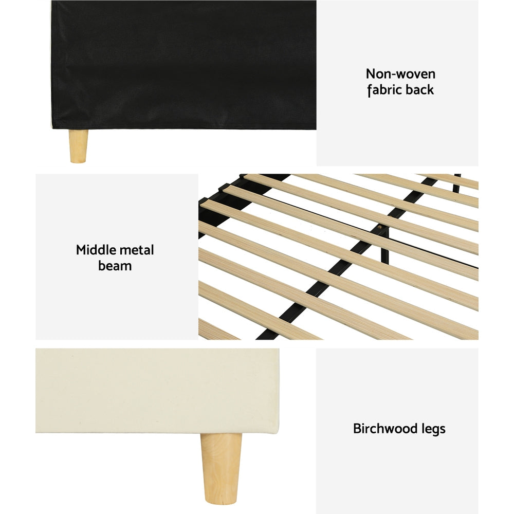 ELLA Queen Bed Frame Velvet Cream