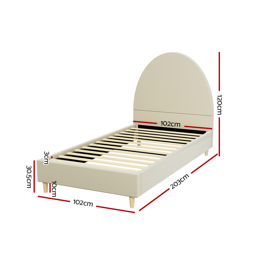 ELLA Single Bed Frame Velvet Cream