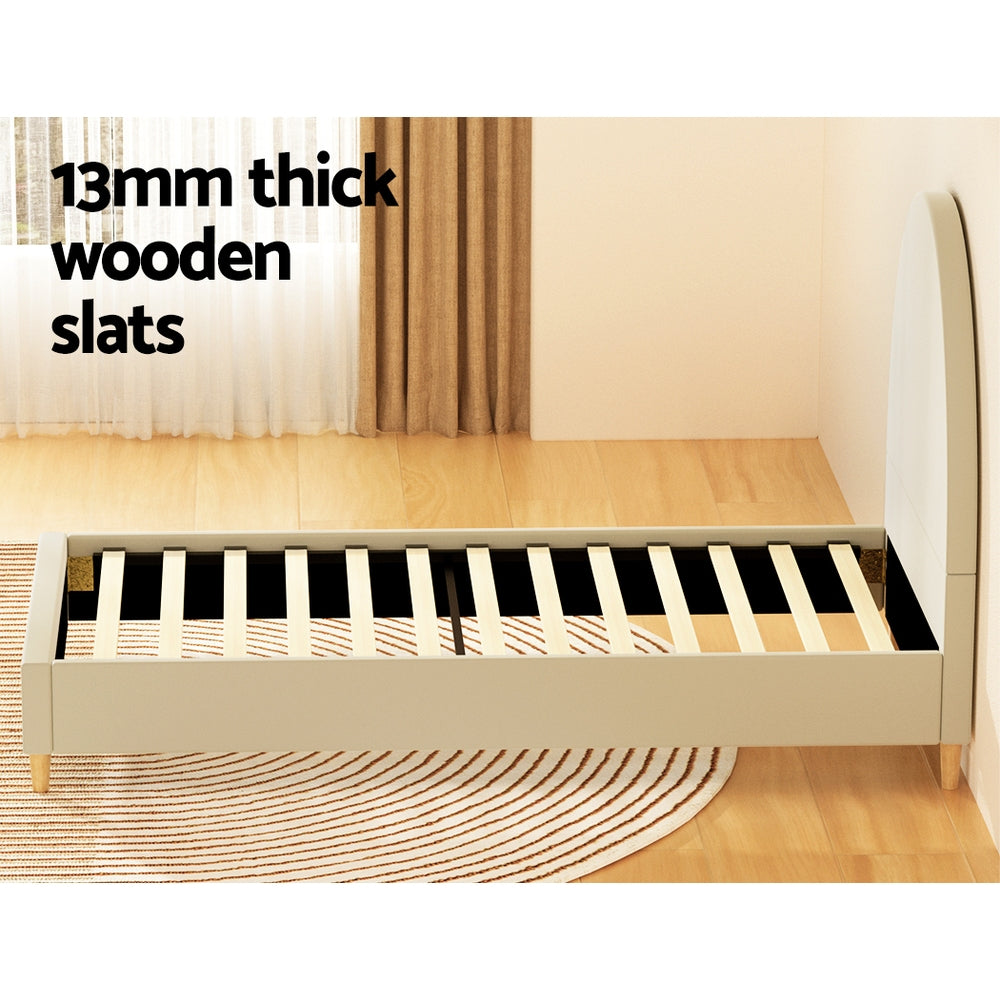 ELLA Single Bed Frame Velvet Cream