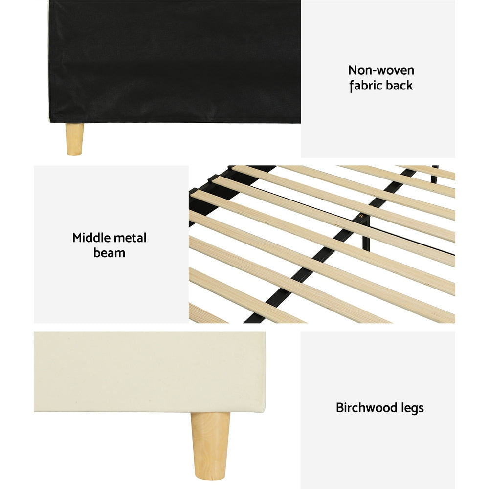ELLA Single Bed Frame Velvet Cream