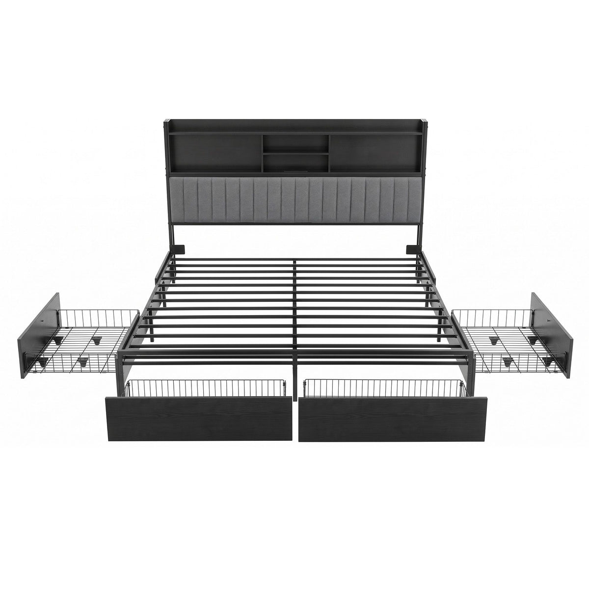 Artiss King Storage Bed Frame with Drawers and Charging Station