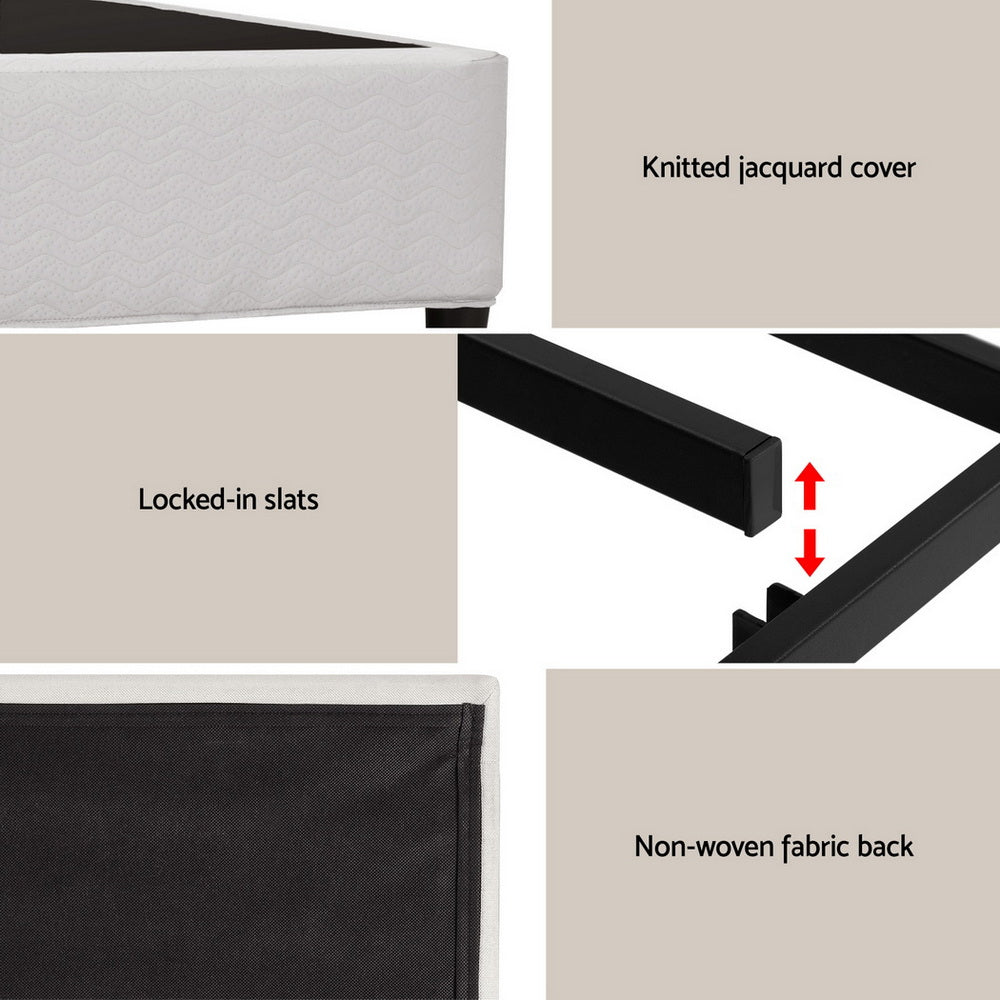 Artiss Queen Bed Frame with Headboard Platform Bed Base Grey Beige Fabric Metal