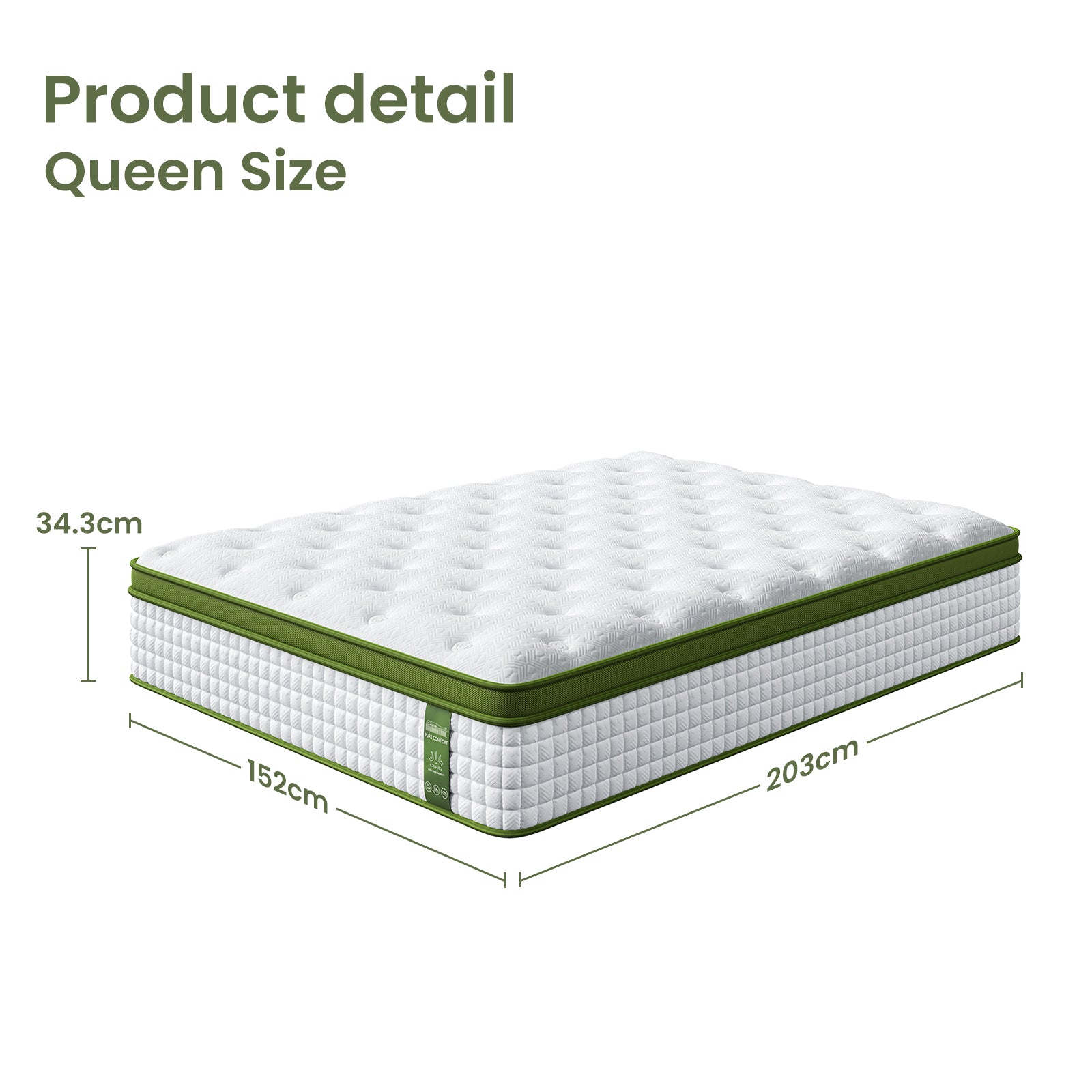 Artiss BedStory Queen Bed Frame Set with Hybrid Mattress and Leather Frame Medium White
