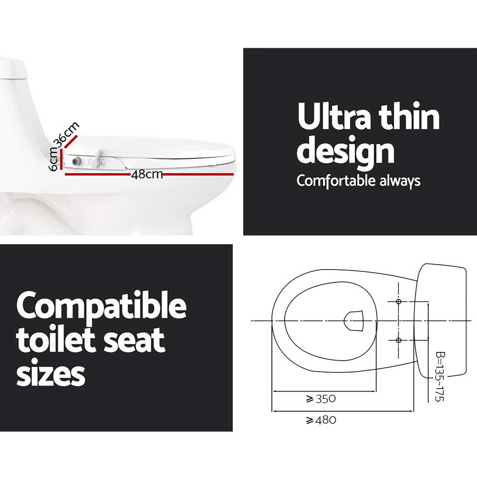 Cefito O-Shape Non-Electric Bidet Toilet Seat Cover White