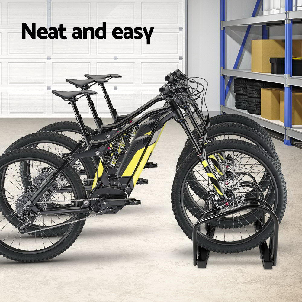 Weisshorn 3-Bike Stand Rack Black Freestanding Bicycle Storage Holder