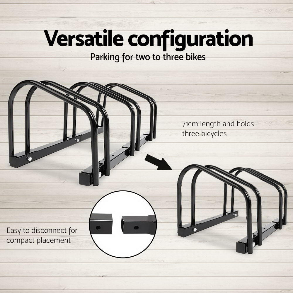 Weisshorn 3-Bike Stand Rack Black Freestanding Bicycle Storage Holder