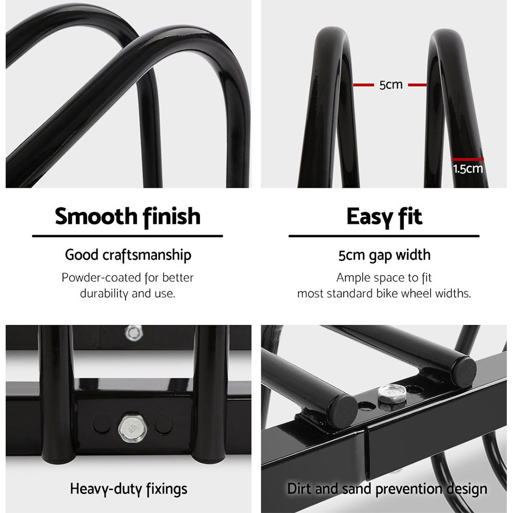 Weisshorn 3-Bike Stand Rack Black Freestanding Bicycle Storage Holder