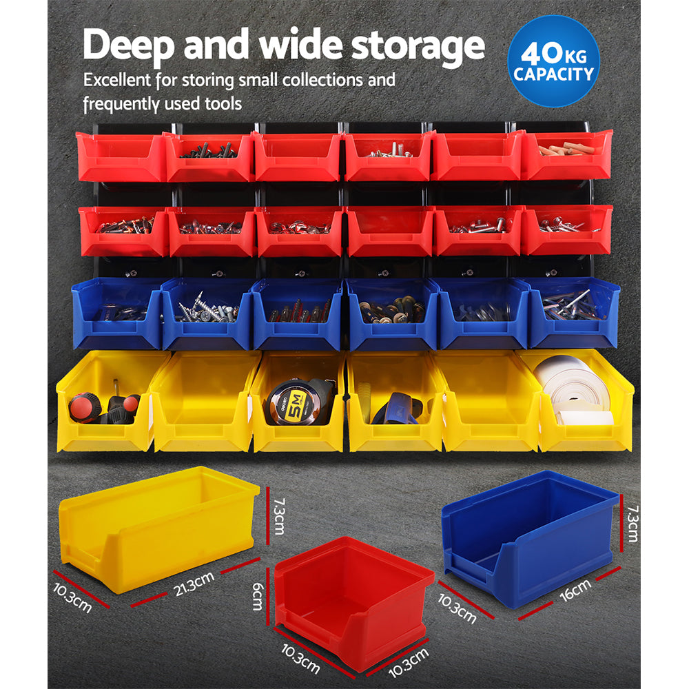 Giantz 48-Bin Wall-Mounted Storage Rack Peg Board
