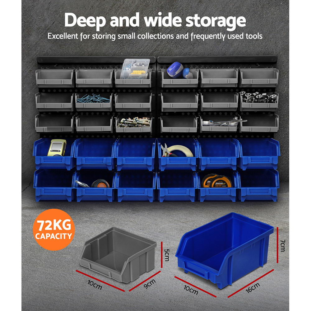 Giantz Wall-Mounted 60-Bin Storage Rack Organiser