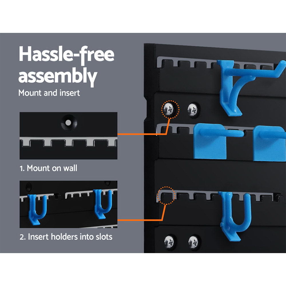 Giantz 54-Bin Wall-Mounted Tool Storage Rack Blue/Black