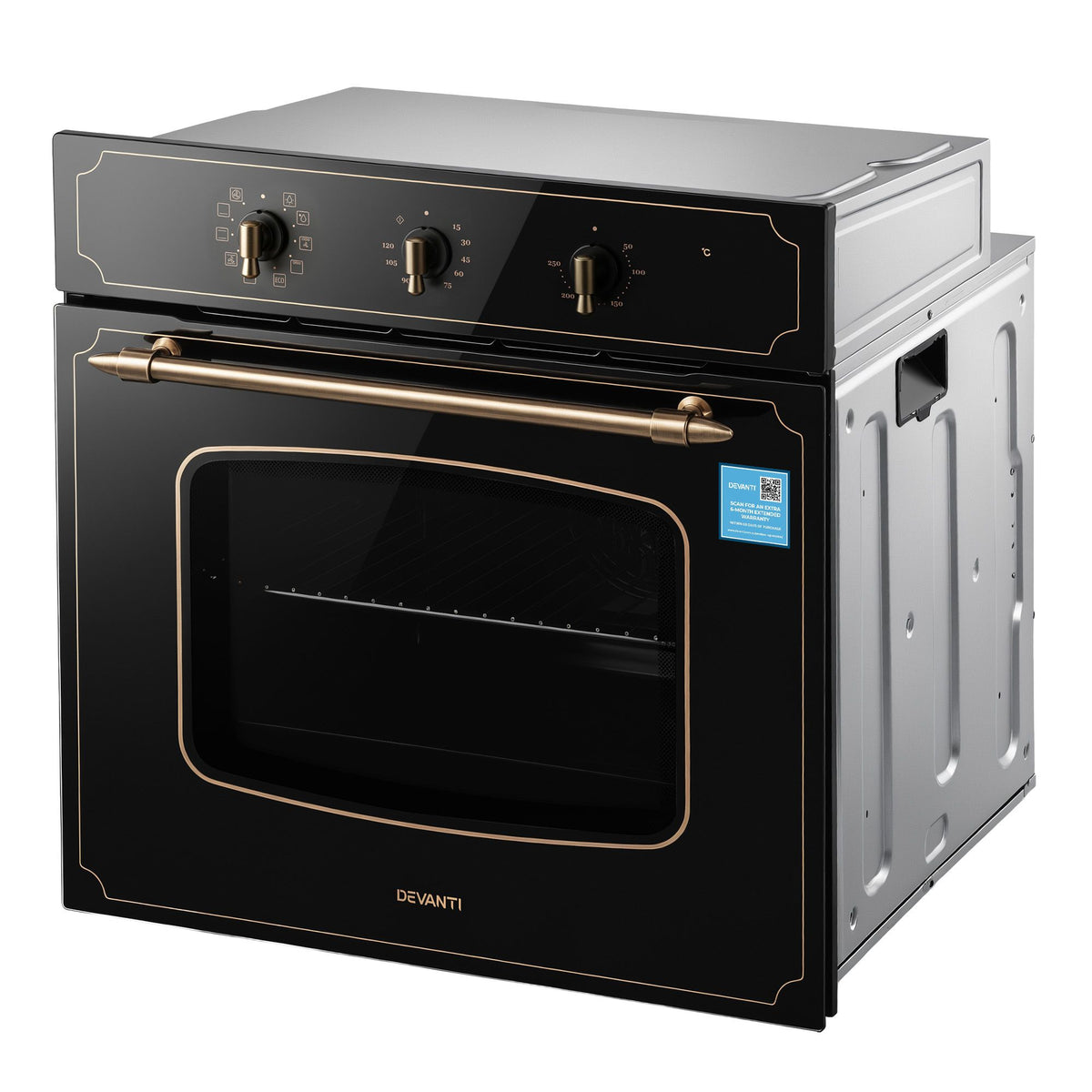 Devanti 60cm Built-In Electric Oven 80L 9 Functions Black