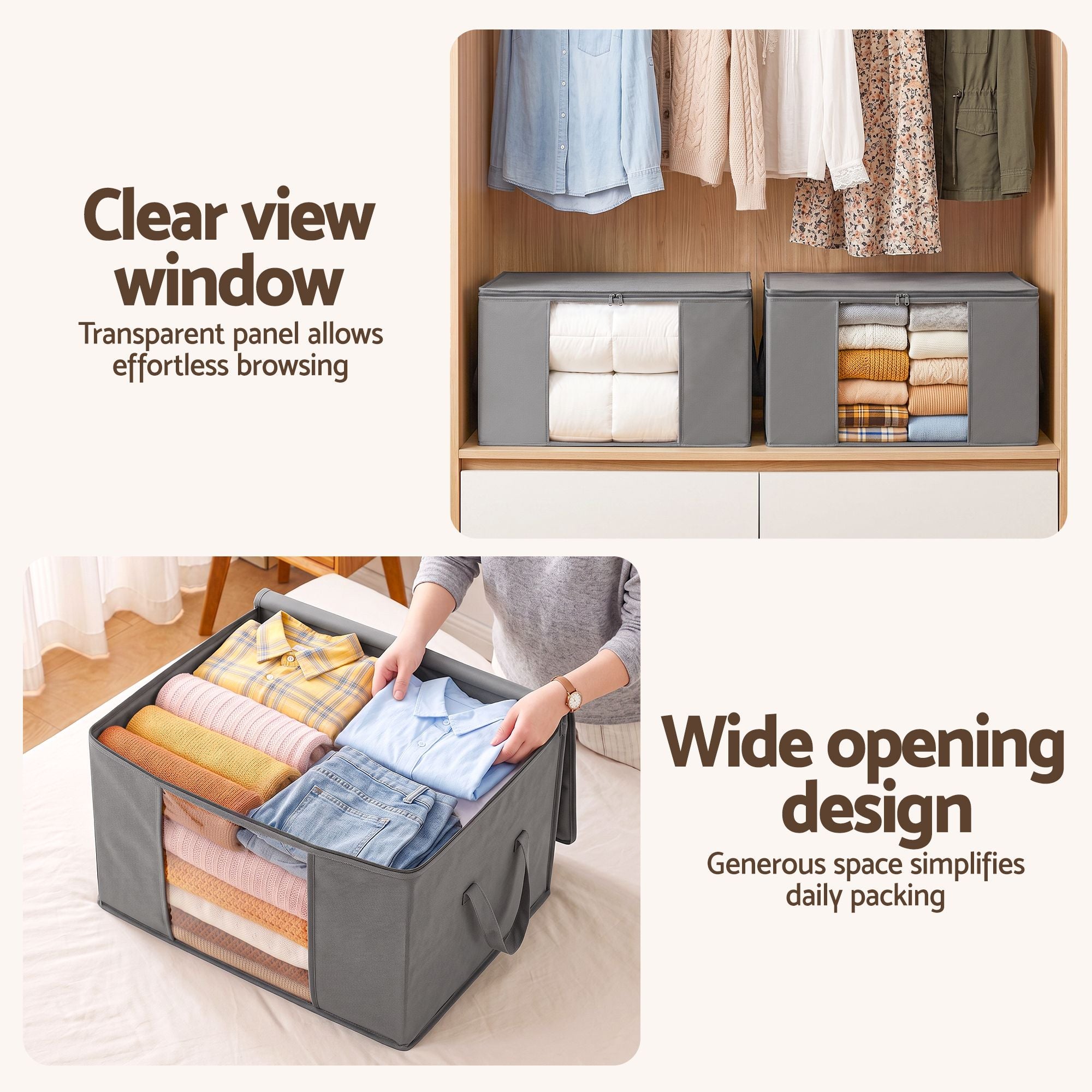 Artiss Blanket Storage Bags Box X8 Clothes Quilt Container 84L Organiser Grey