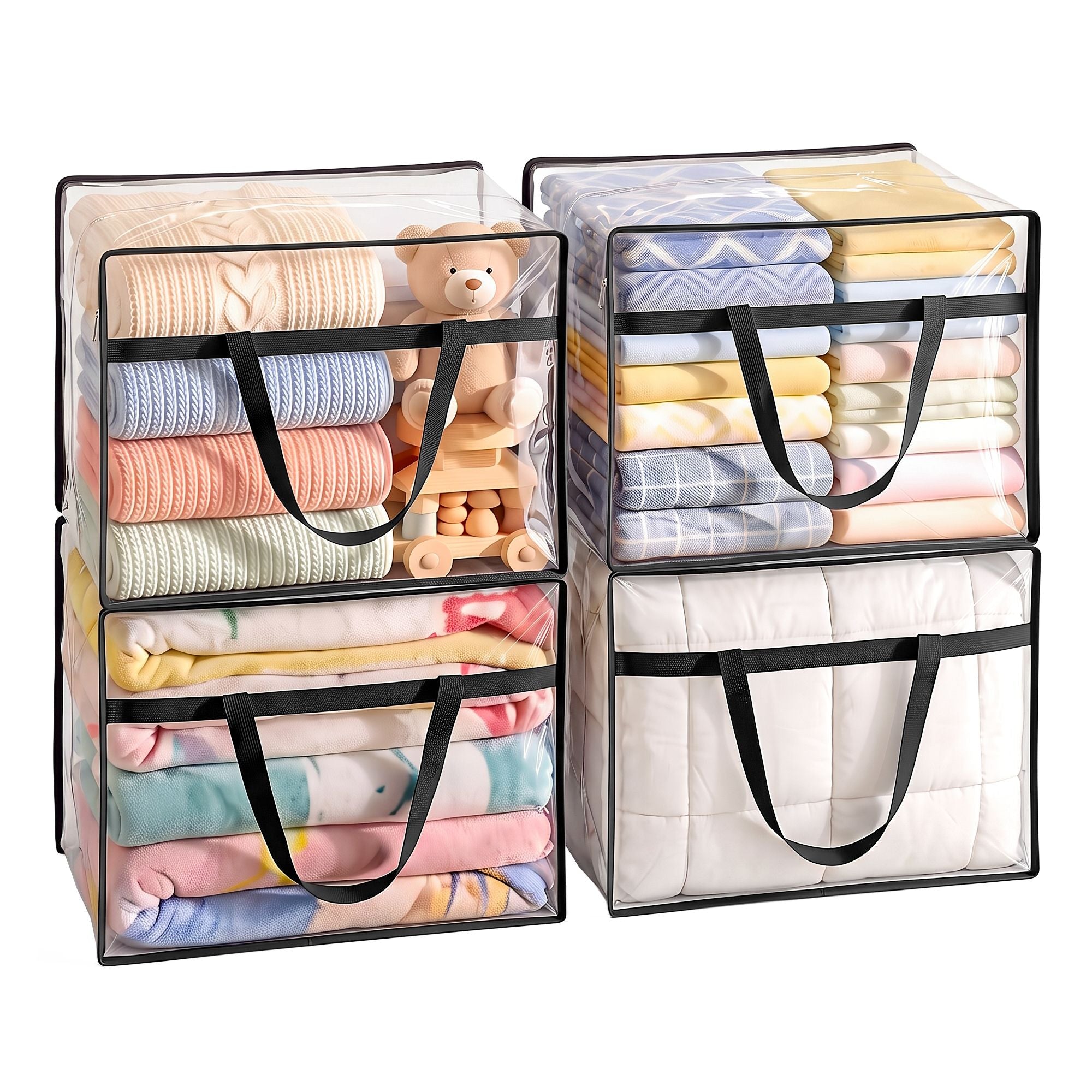 Artiss Blanket Storage Bags 4Pcs 40L PVC Box Clothes Doona Moving Organiser