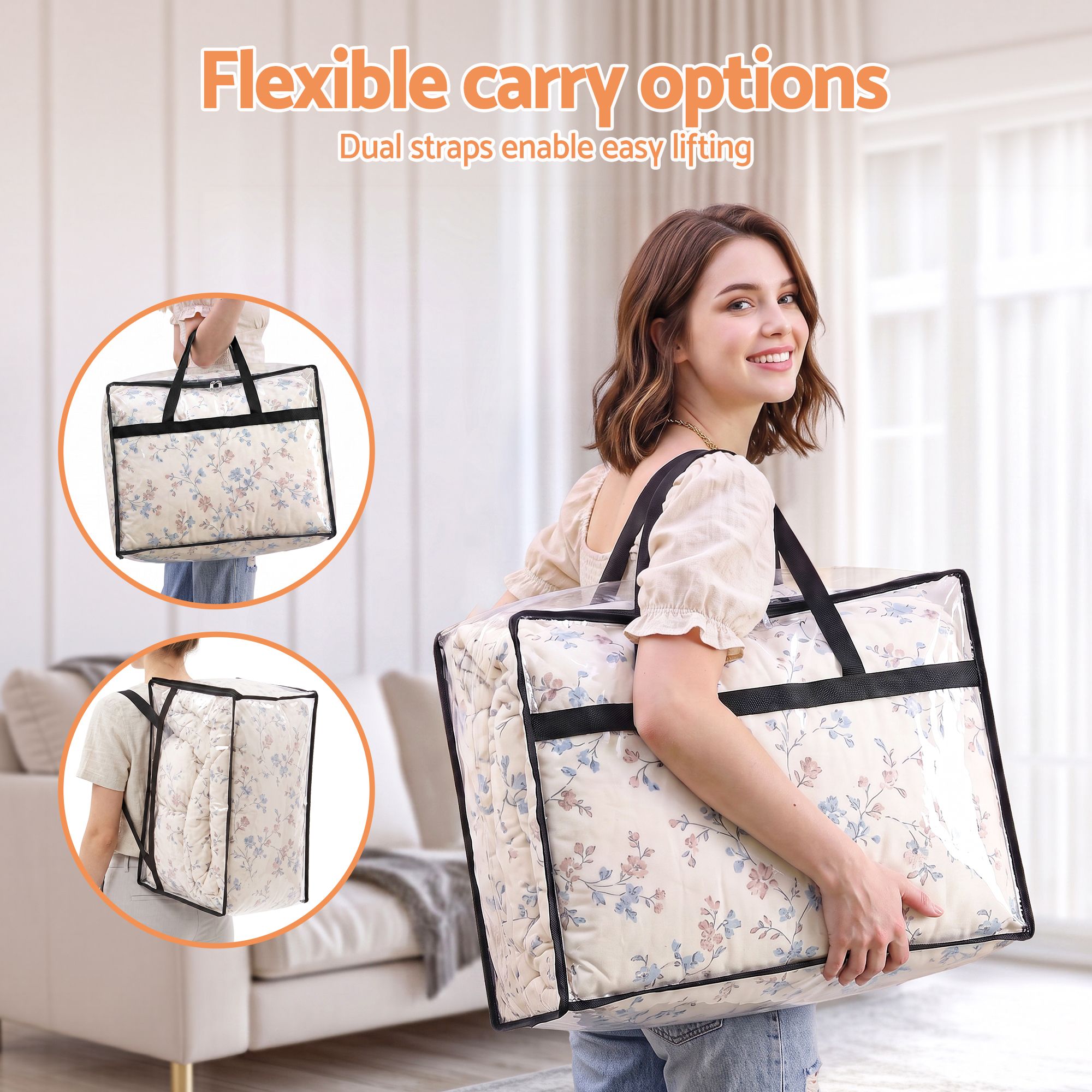 Artiss Blanket Storage Bags 4Pcs 40L PVC Box Clothes Doona Moving Organiser