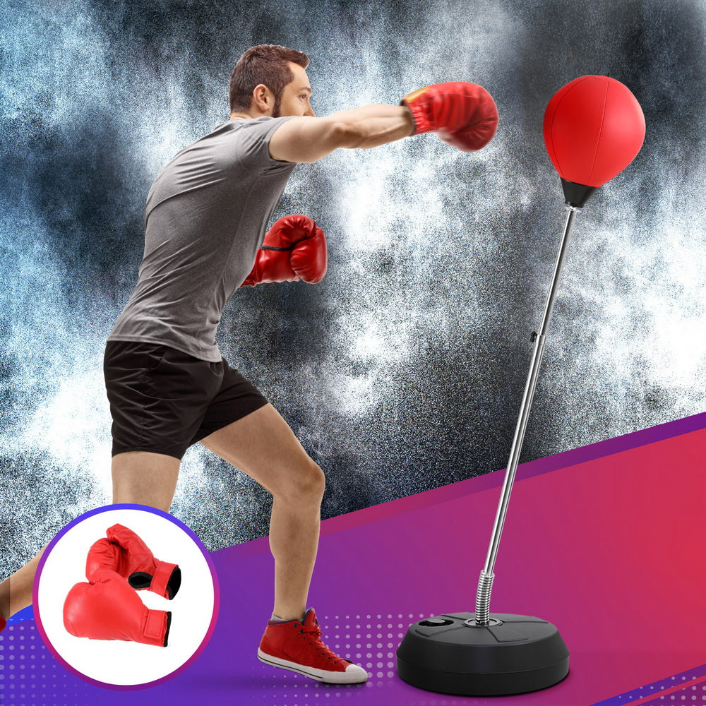 Everfit 150cm Freestanding Punching Bag Stand Adjustable Red/Black with Gloves