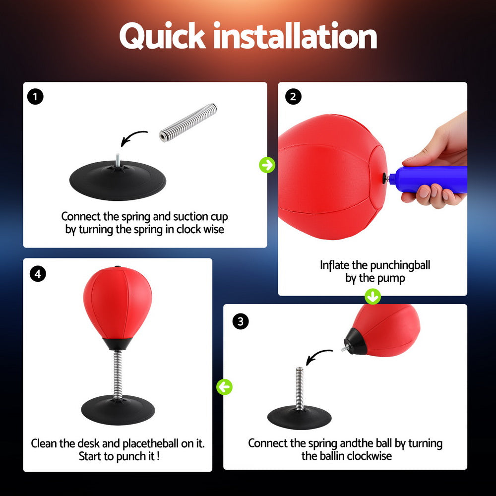 Everfit Desktop Punching Bag Set Red/Black with Pump