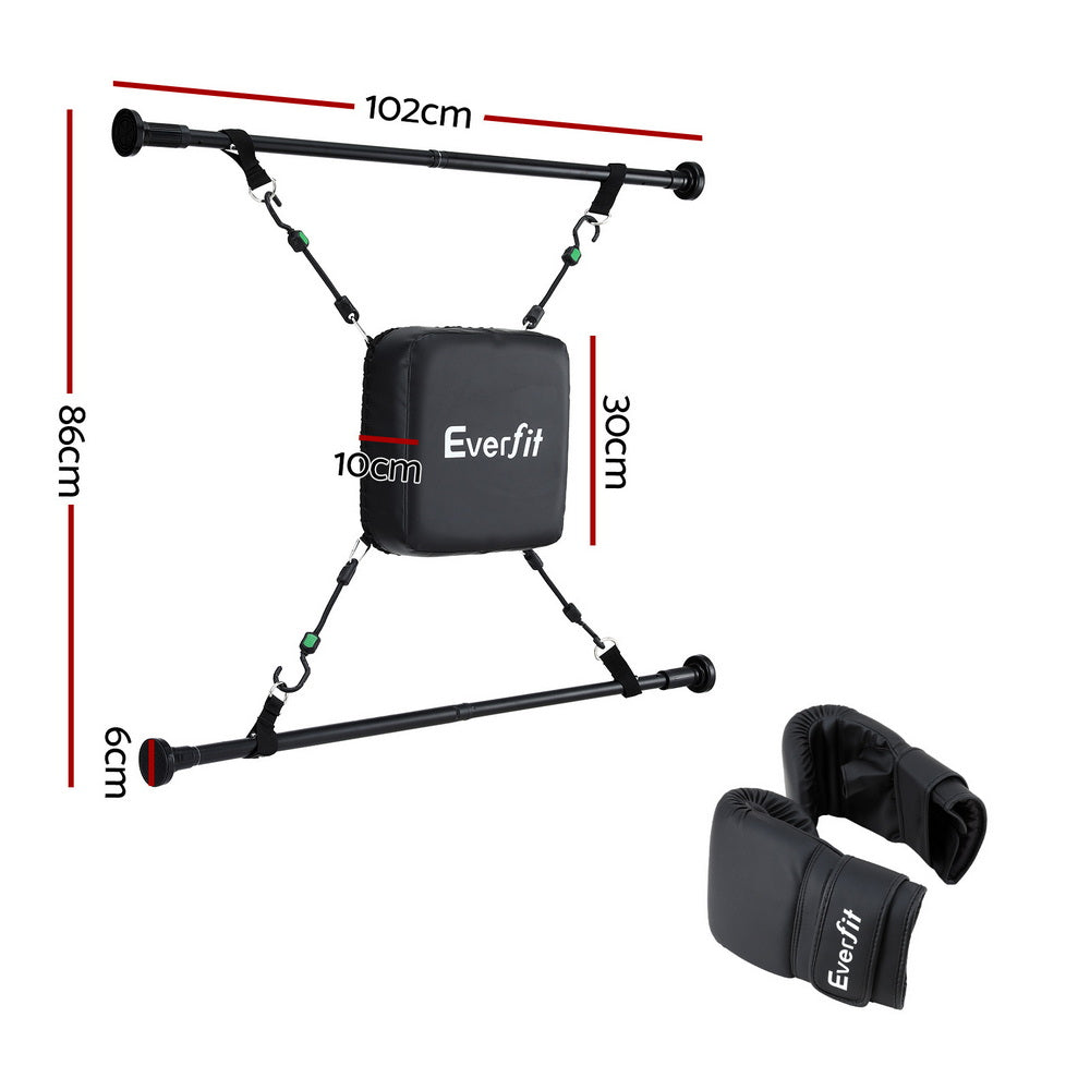 Everfit Adjustable Doorway Punching Bag with Boxing Gloves Black