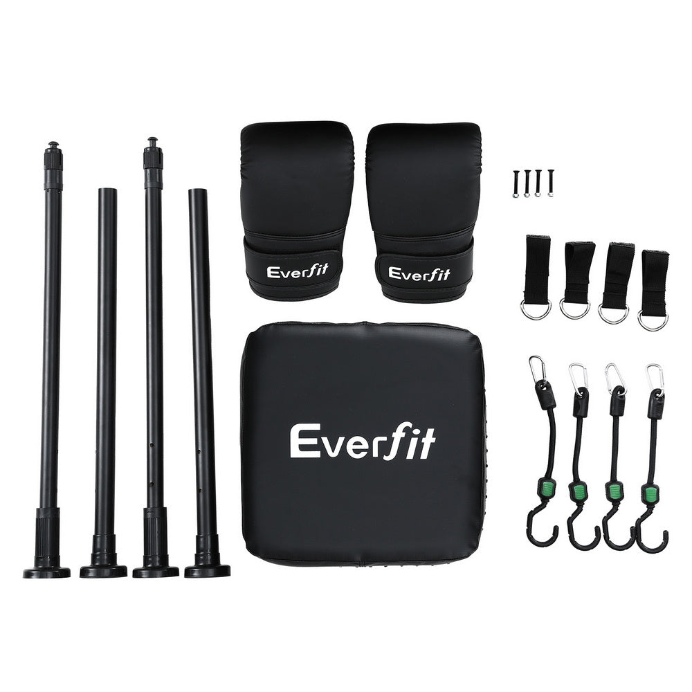 Everfit Adjustable Doorway Punching Bag with Boxing Gloves Black