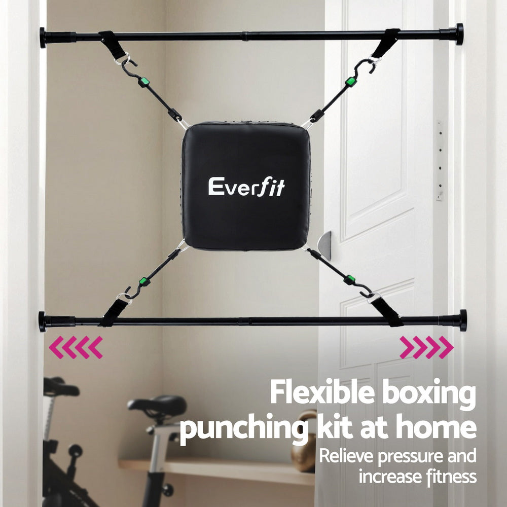 Everfit Adjustable Doorway Punching Bag with Boxing Gloves Black