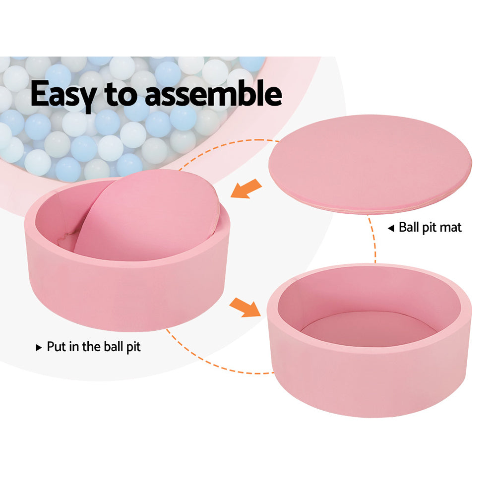 Keezi Kids Foam Ball Pit 90x30cm Ocean Play Pool Pink