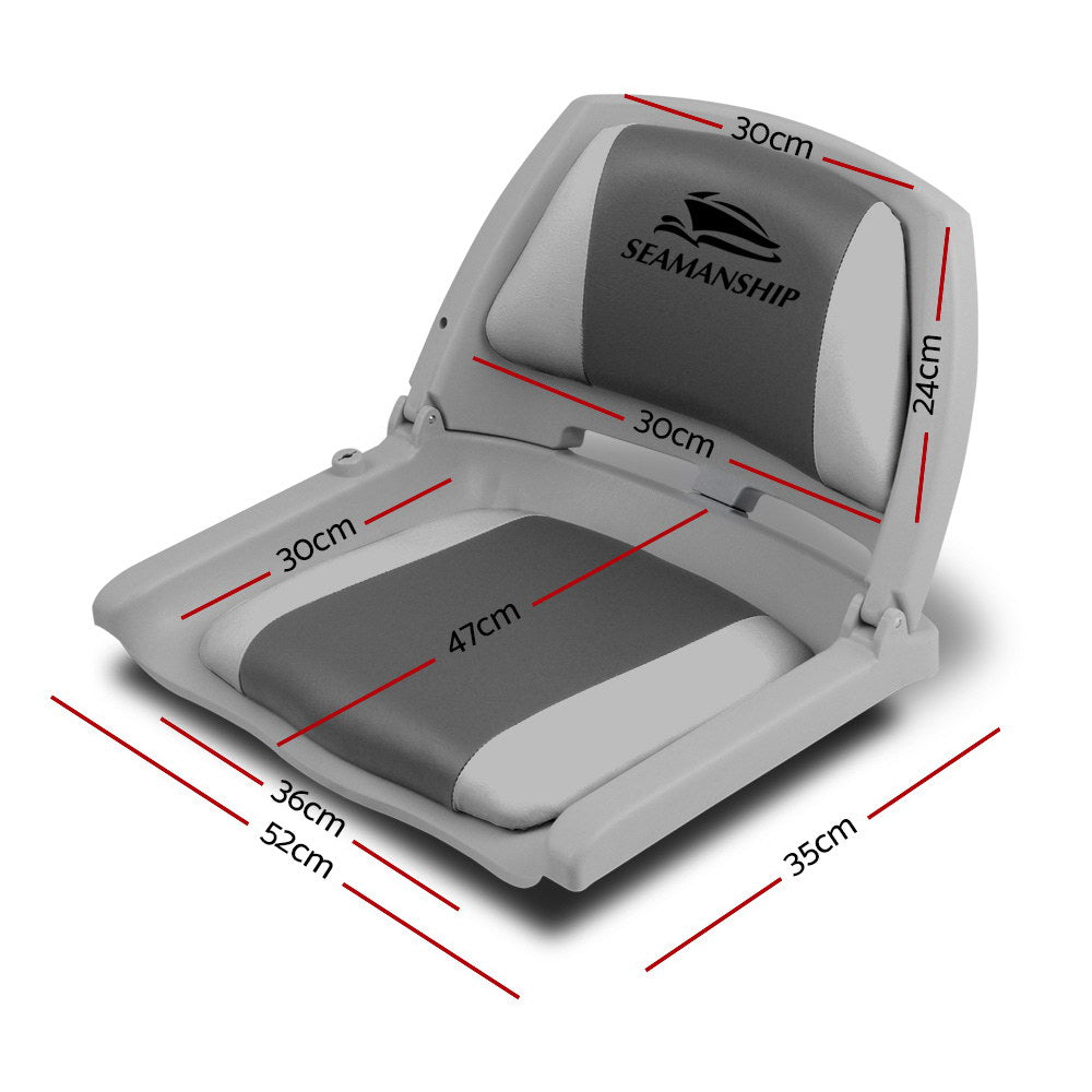 Seamanship Folding Boat Seats 2-Pack Swivel Low Back Grey Charcoal