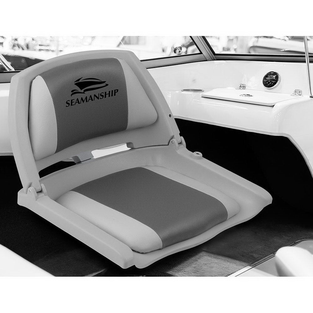 Seamanship Folding Boat Seats 2-Pack Swivel Low Back Grey Charcoal